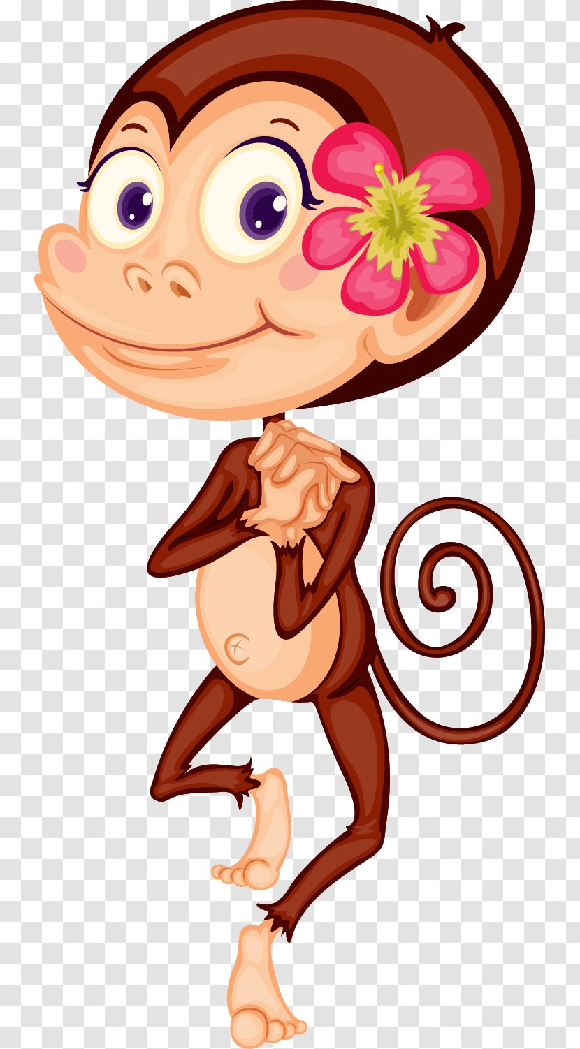 Jumping Trampoline Royalty-free Illustration - Fictional Character - Head Of The Monkey Wearing Flowers Transparent PNG