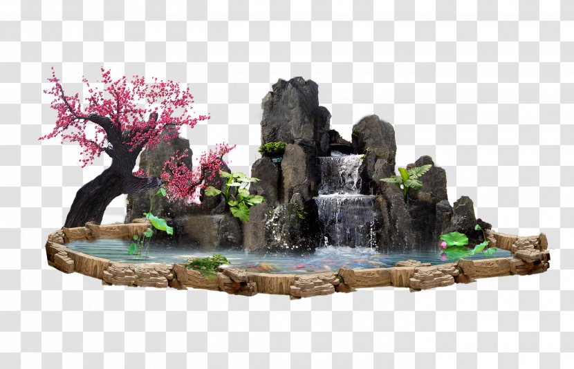 Glass Fiber Artificial Waterfall Fiberglass Rock - Landscaping - Plastic Stone Rockery Garden Transparent PNG