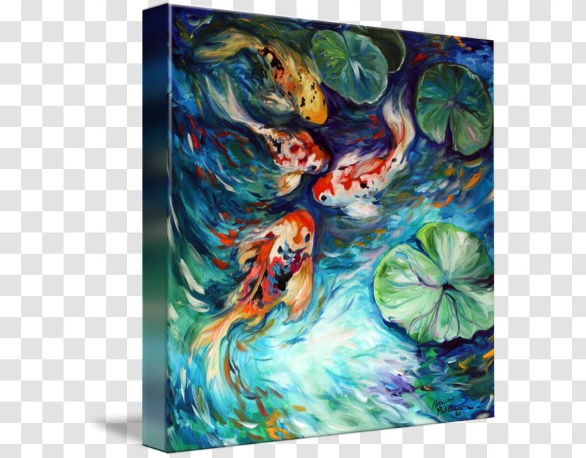 Koi Painting Water Lilies Canvas Print Transparent PNG