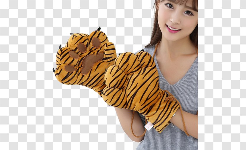 Tiger Glove Finger Taobao JD.com - The Woman With Paws Gloves Transparent PNG