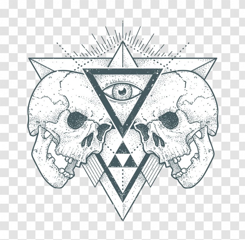 Drawing Abstract Art Royalty-free Illustration - Black And White - Skull Eye Transparent PNG