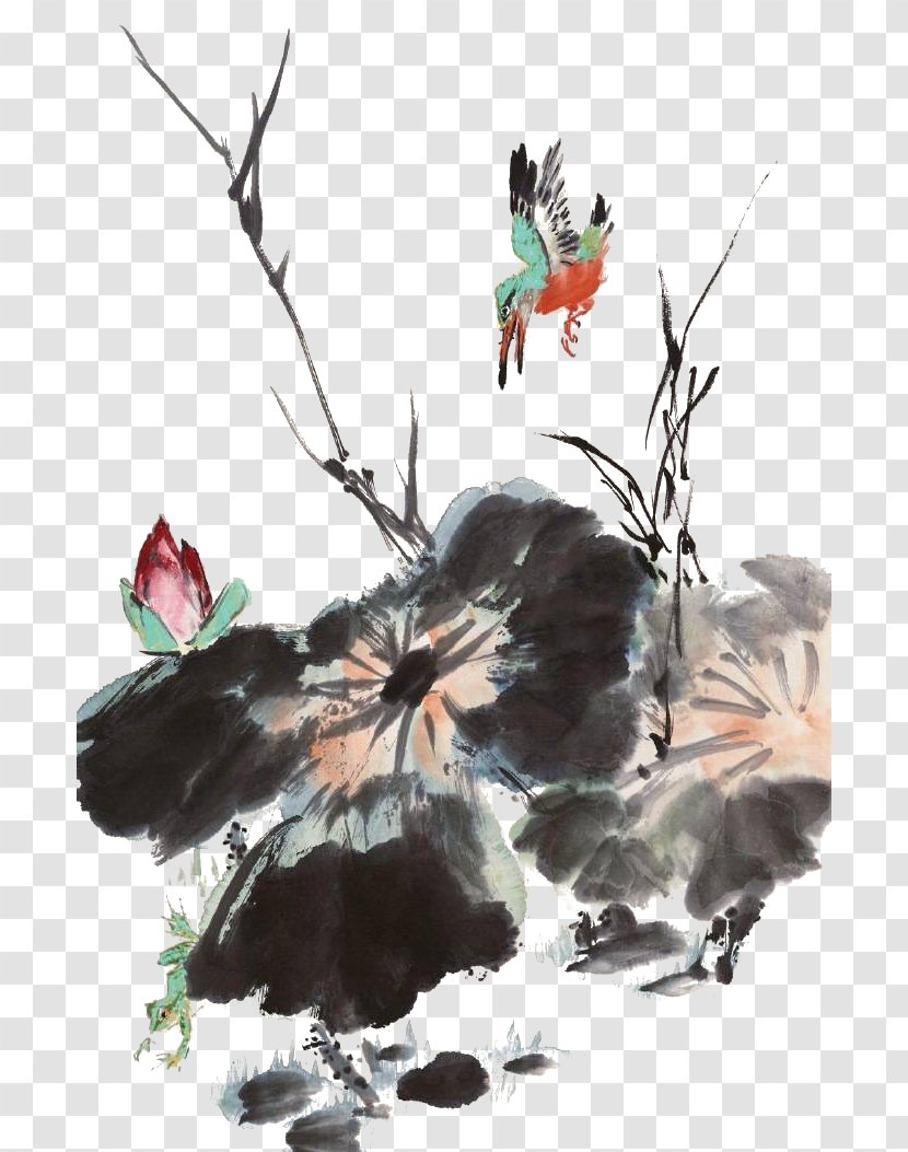 U756bu8377u82b1 U738bu96eau6d9bu4f5cu54c1 Ink Wash Painting Chinese Bird-and-flower - Lotus Transparent PNG