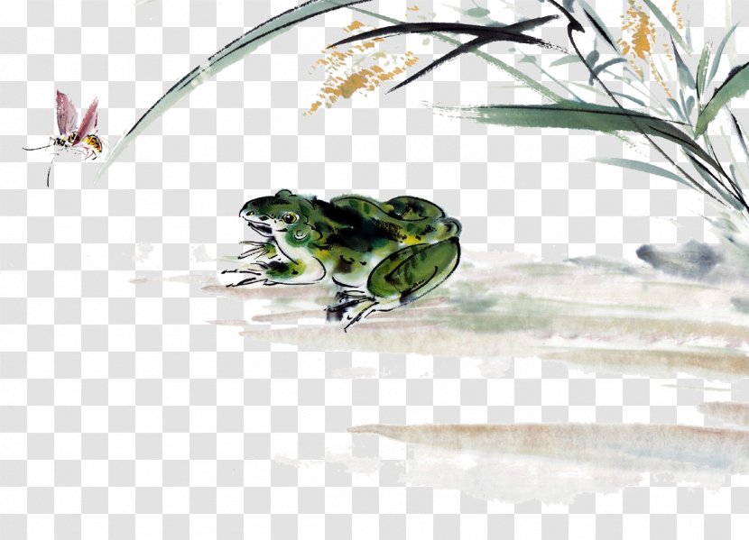 Frog Ink Wash Painting - Green Transparent PNG
