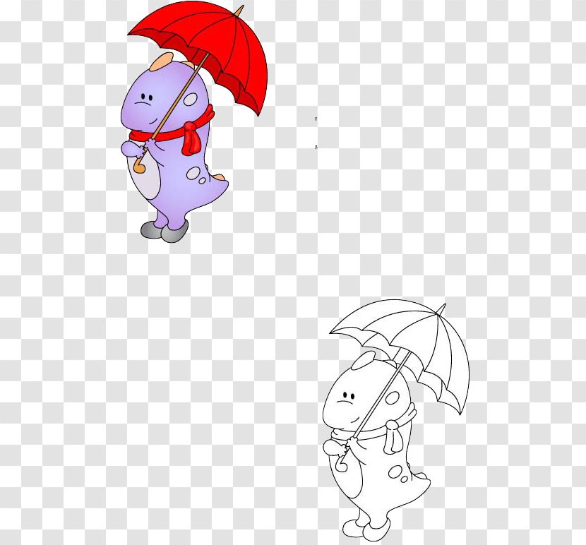 Cartoon Comics Illustration - Silhouette - Umbrellas Stick Figure Dinosaur Picture [ Transparent PNG