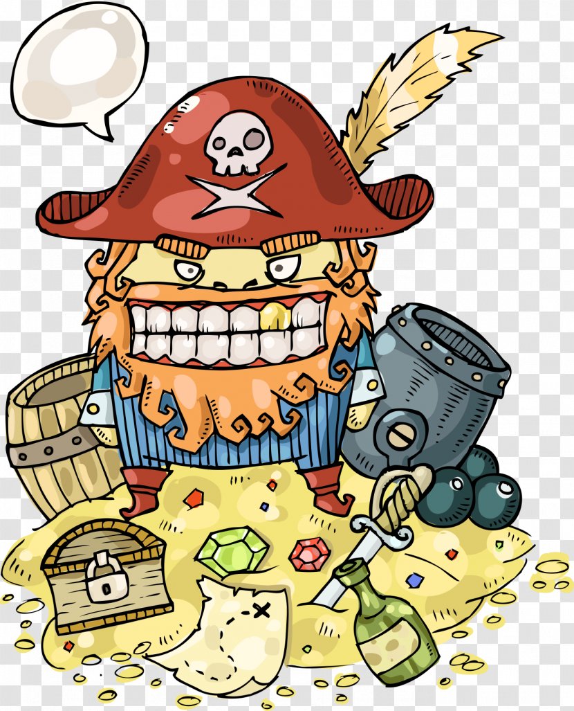 Cartoon Waste Illustration - Retro Pirates And Treasure Transparent PNG
