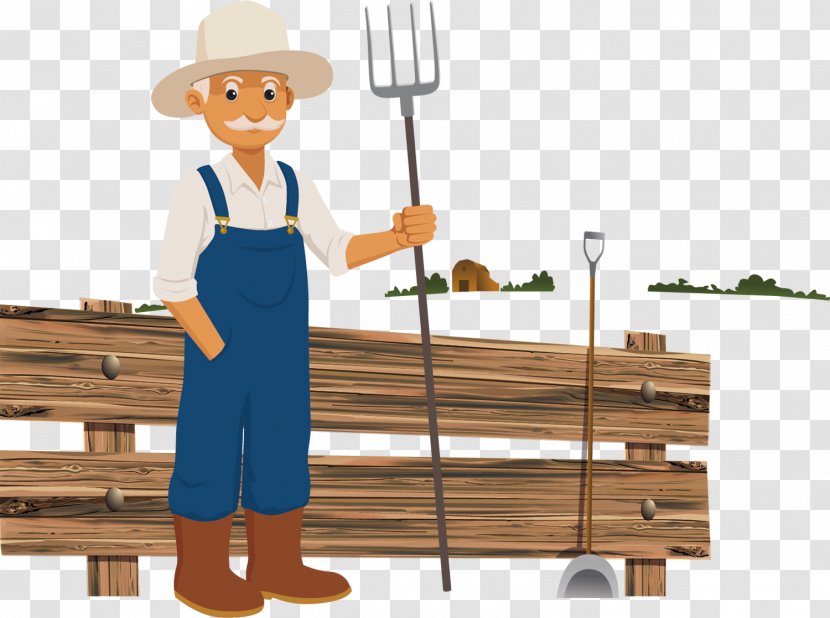 Cartoon Farmer Agriculture - Artworks - Vector Holding The Fork Of Transparent PNG