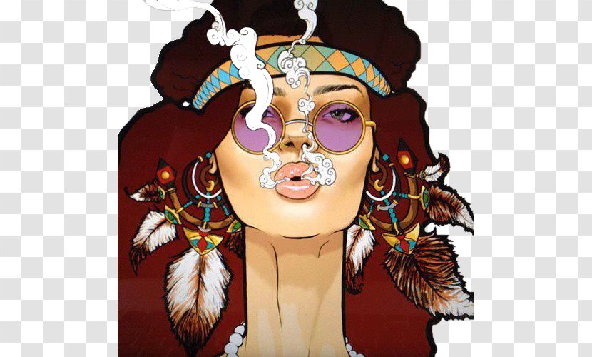 Hippie Drawing Cartoon Boho-chic - Headgear - Cannabis Transparent PNG