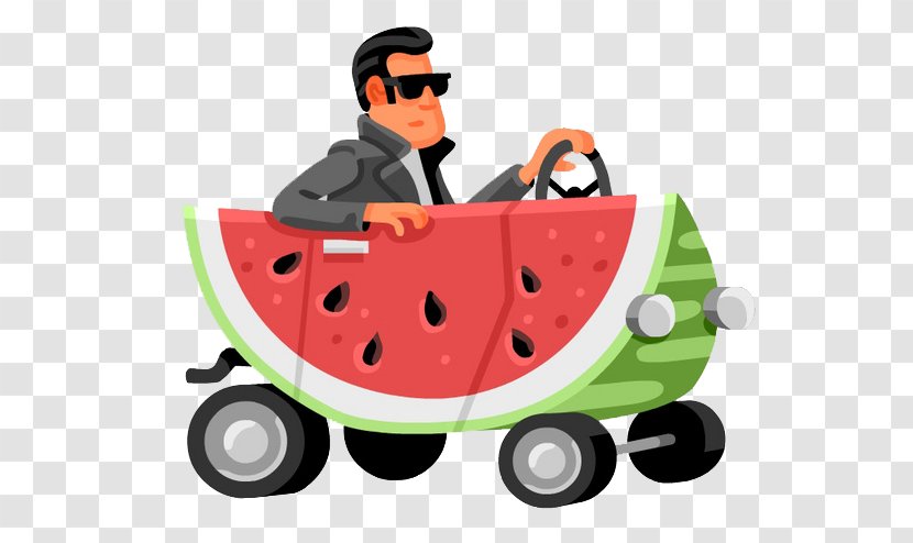 Watermelon Illustration - Youtube - Open Car Man Transparent PNG
