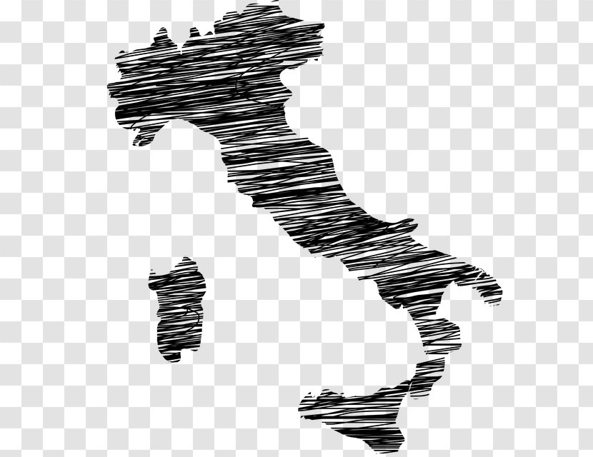 Regions Of Italy Map Geography Clip Art - Black And White Transparent PNG
