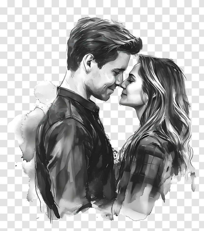 Valentine Gift For Boyfriend - Romantic Couple In Black And White Transparent PNG