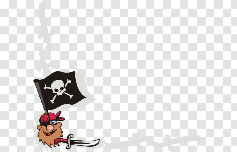 Long John Silver Piracy Treasure Jolly Roger - White - Skeleton Border Transparent PNG