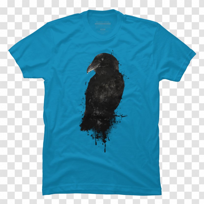 Printed T-shirt Top Common Raven - Teal Transparent PNG