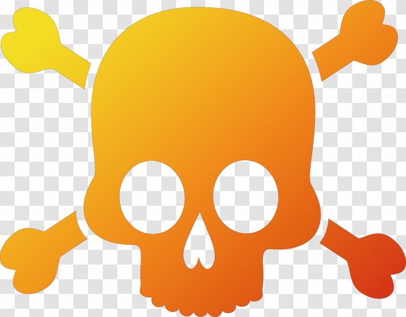 Hazard Sticker Icon - Orange - Skeleton Vector Element Transparent PNG