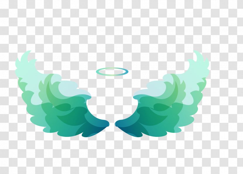 Angel Halo - Aqua - Vector Green Wings Transparent PNG