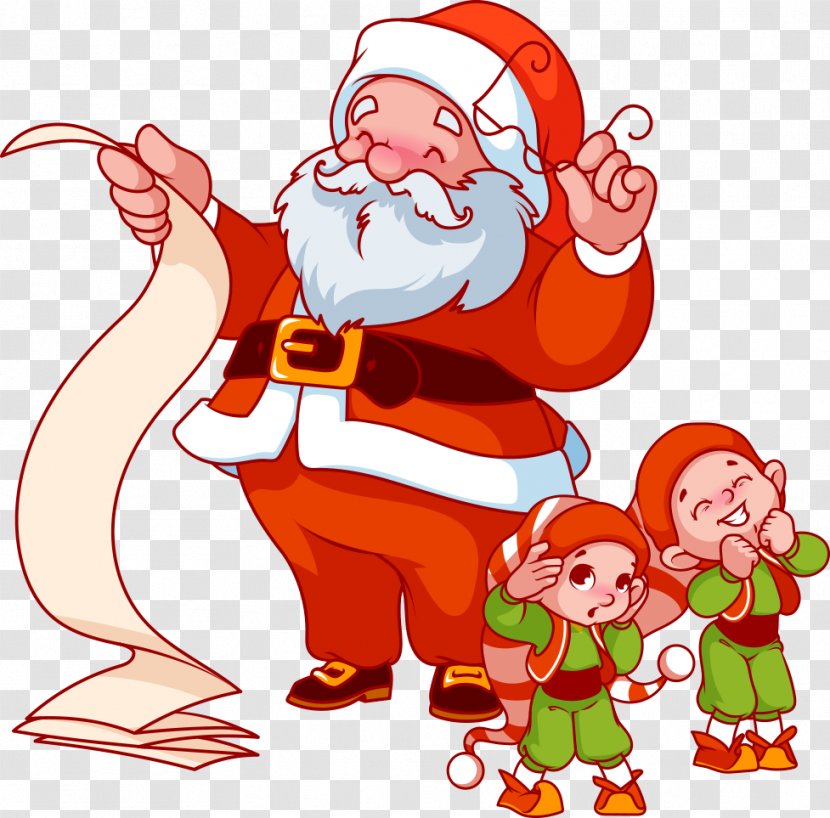 Vector Santa Claus And Children - Child - Elf Transparent PNG