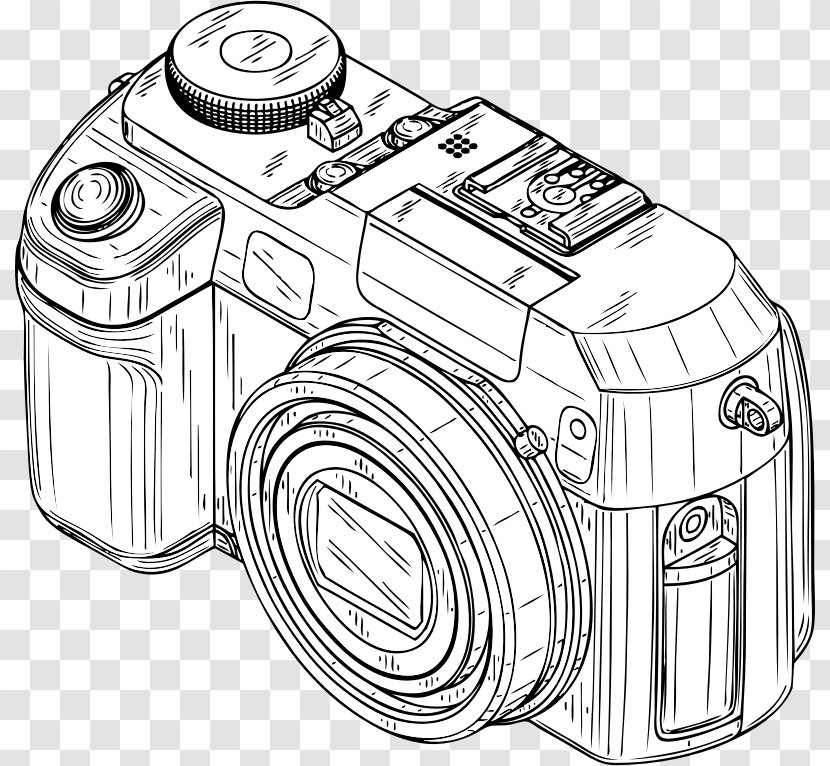 Digital Cameras Black And White Clip Art - Photography - Camera Sketch Transparent PNG