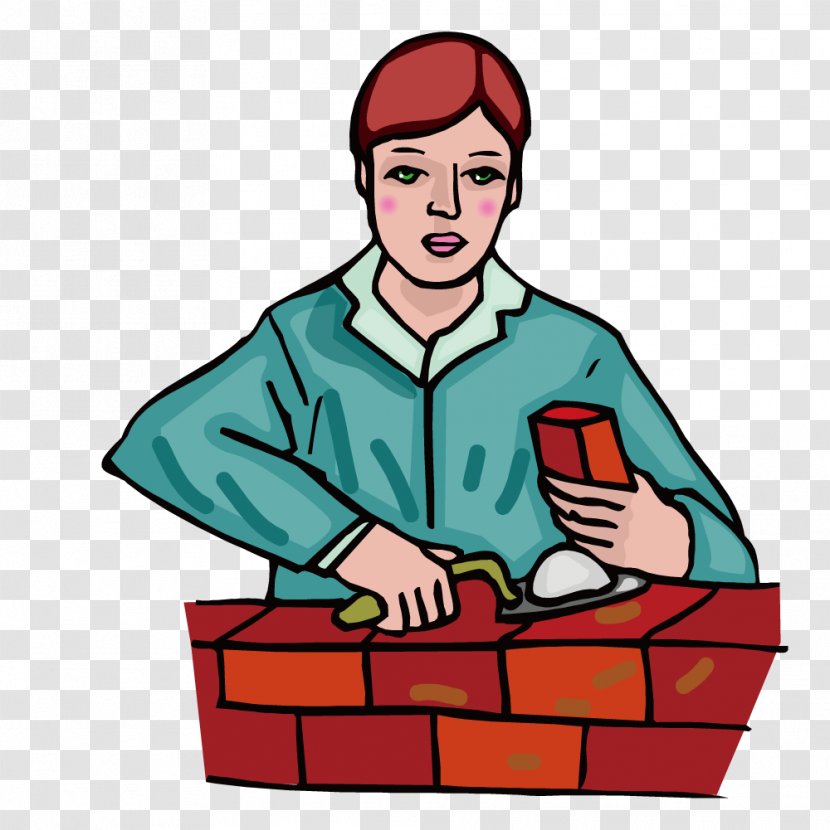 Bricklayer Animation Clip Art - Area - Drywall Man Transparent PNG