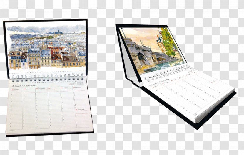 Paris Notebook Calendar Desk Diary 0 - 2018 - Watercolours Transparent PNG