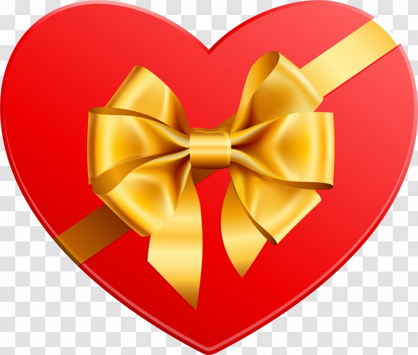 Gift Heart Valentine's Day Clip Art - Red - Gold Transparent PNG