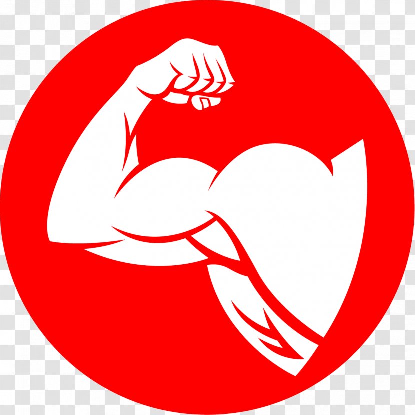 Arm Muscle Cartoon Clip Art - Text - Fitness Red Icon Transparent PNG
