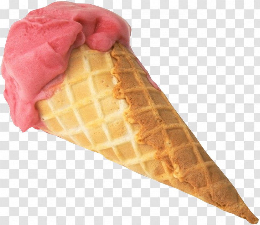 Ice Cream Cone Strawberry Sundae - Frozen Dessert - Image Transparent PNG