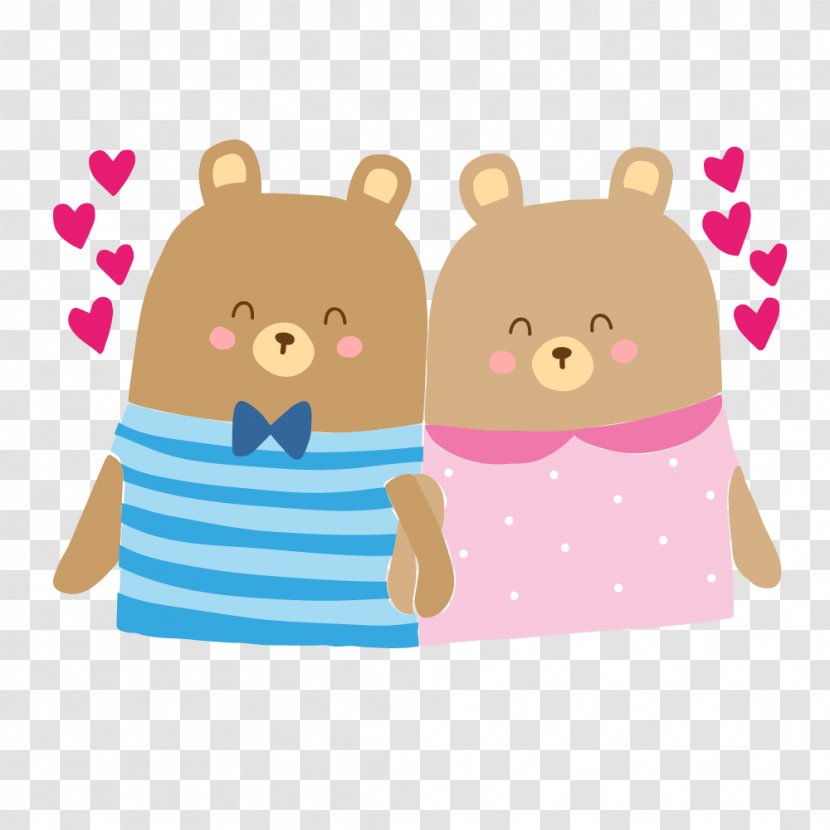Bear Drawing - Watercolor - Lovely Couple Bears Vector Transparent PNG