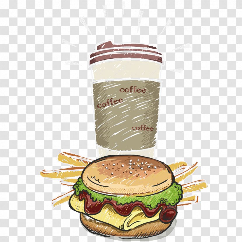 Hamburger Coffee French Fries Fast Food Cafe - Jack In The Box - Hamburg Package Transparent PNG