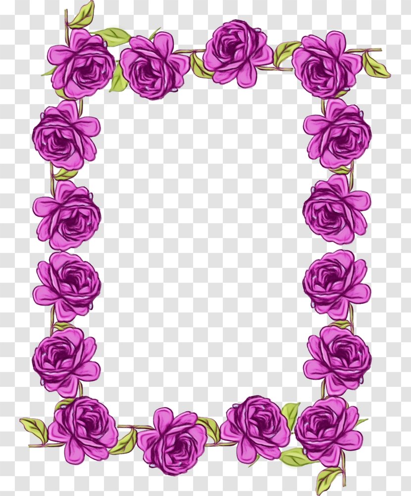Pink Flower Frame - Picture - Rose Family Lei Transparent PNG