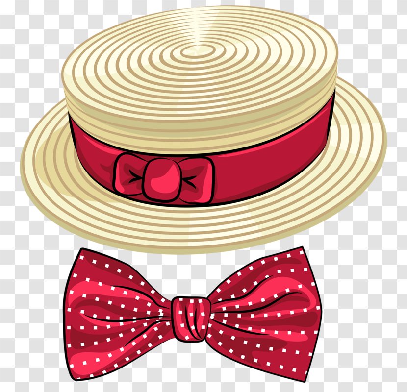 Straw Hat Bow Tie Fashion Accessory Necktie - Top - Round Cap Transparent PNG