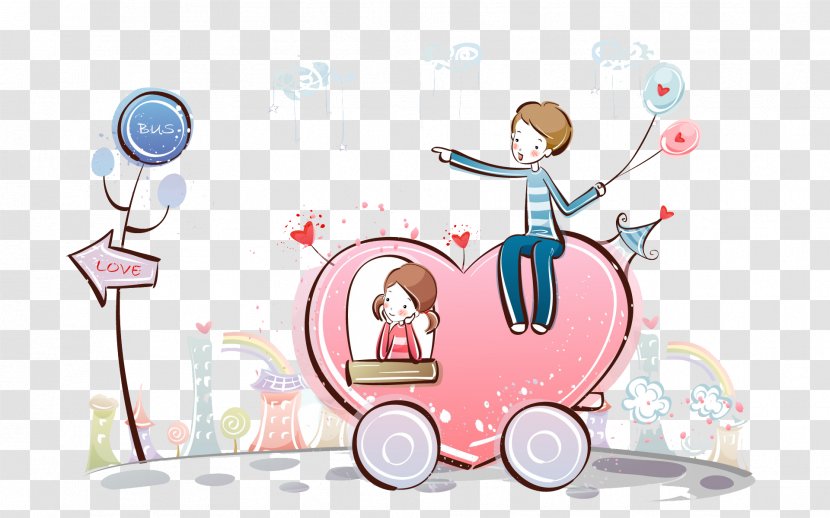 Valentines Day Cartoon Clip Art - Couple Hand-painted Illustration Transparent PNG