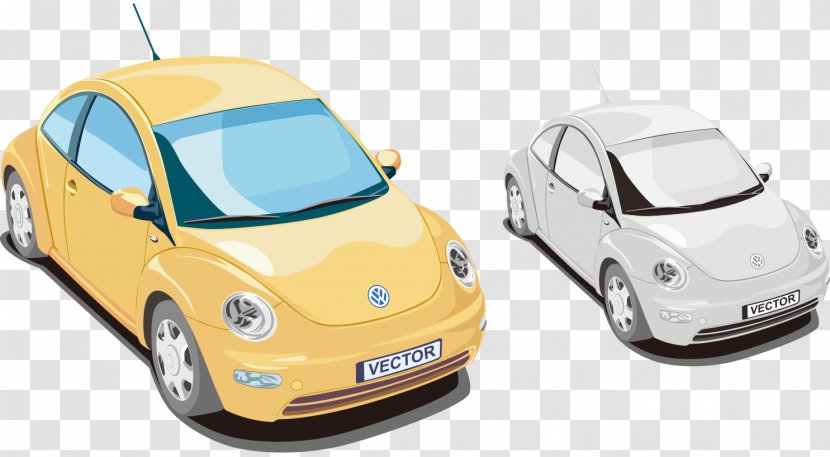 Car Volkswagen Beetle - Drawing - Hand-painted Cartoon Classic Cars Transparent PNG