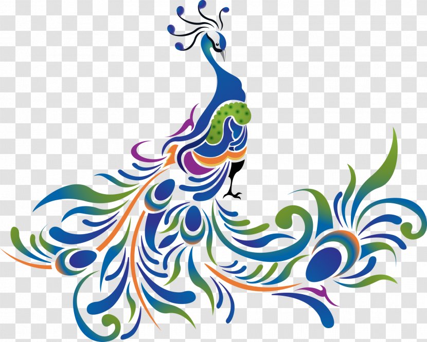 Peafowl Icon - Artwork - Vector Cartoon Peacock Blue Transparent PNG