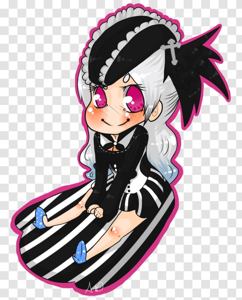 Cartoon Black Hair Character Shoe - Flower - Vermin Transparent PNG