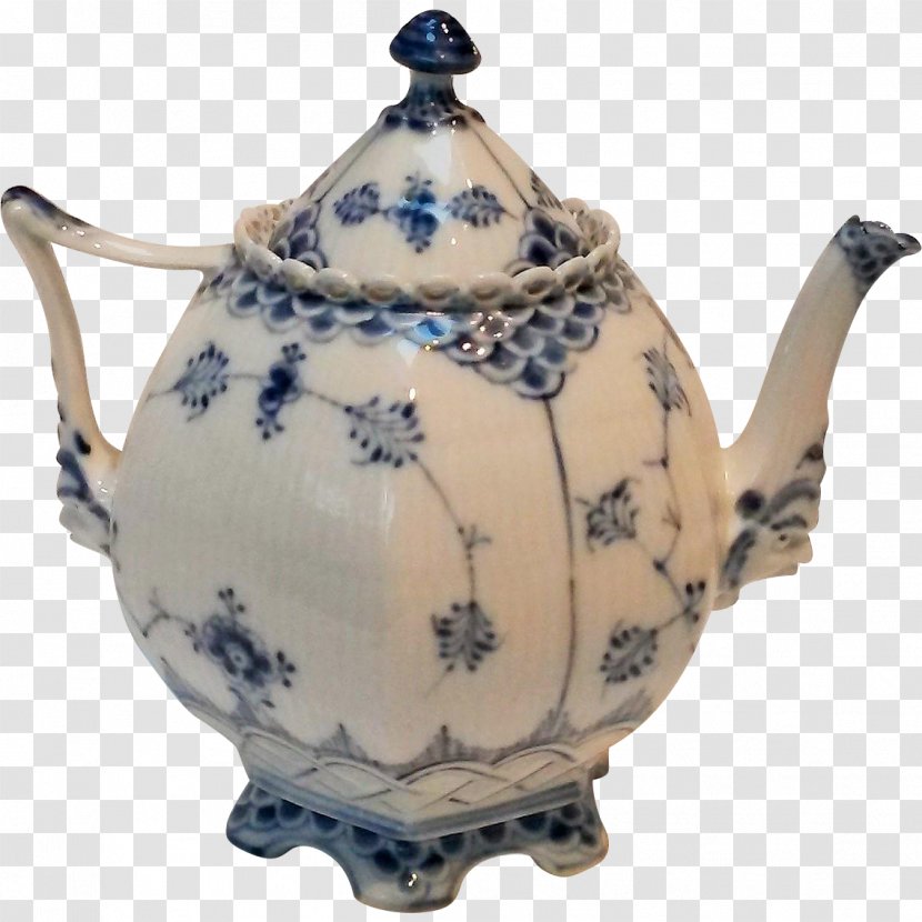 Teapot Royal Copenhagen Blue Fluted Full Lace Porcelain Tableware - Dishware Transparent PNG