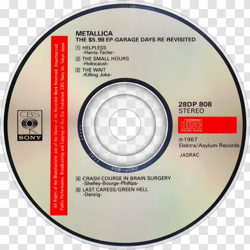 Compact Disc Metallica The $5.98 E.P.: Garage Days Re-Revisited Product Design - Disk Image Transparent PNG