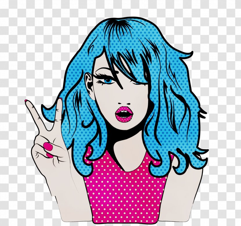 Hair Turquoise Cartoon Beauty Nose - Lip - Fashion Illustration Transparent PNG