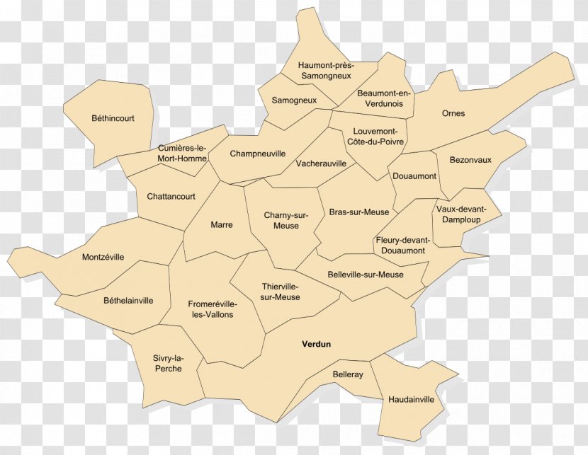 Communauté D'agglomération Du Grand Verdun Community Of Greater South Meuse Agglomeration Map Fort Douaumont Villeneuvois - Carte Michelin Transparent PNG