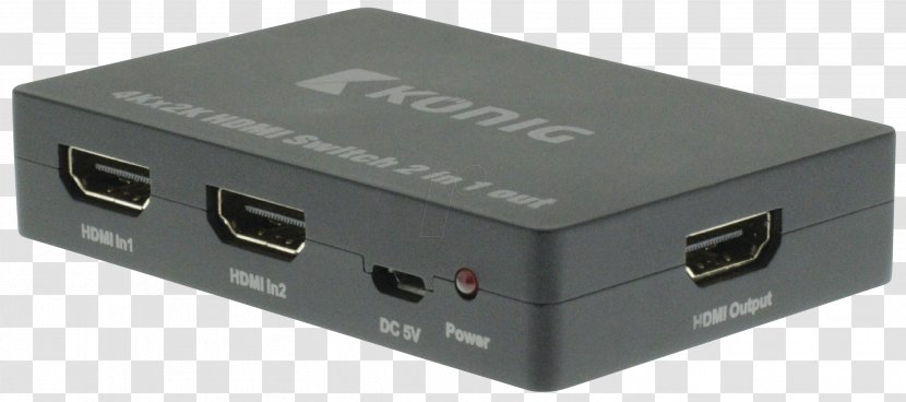 König 2 Port HDMI Switch Dark Grey Electrical Cable Electronics Network - Computer - HDMi Transparent PNG