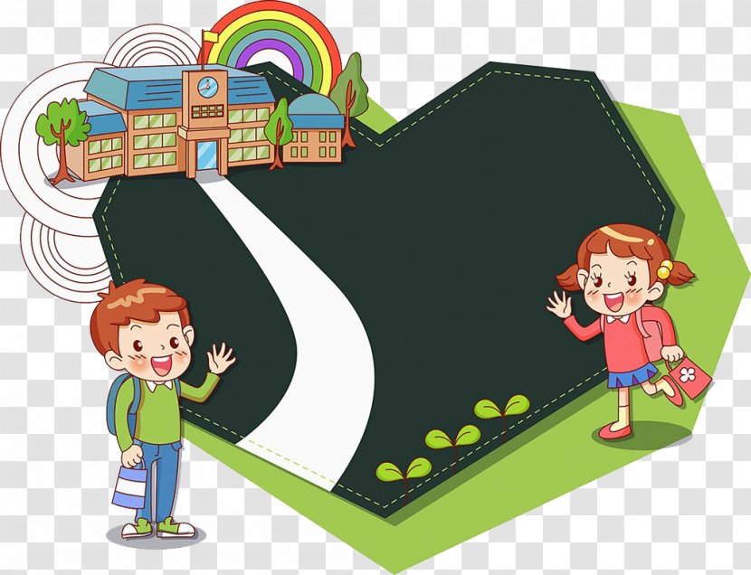 Cartoon Child Illustration - Children Go To School Transparent PNG