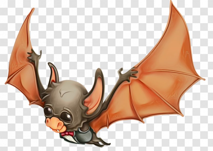 Bat Cartoon Horn Vampire Fictional Character - Watercolor Transparent PNG