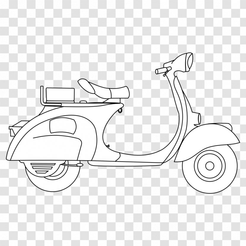 Scooter Vespa Motorcycle Drawing Coloring Book - White Transparent PNG
