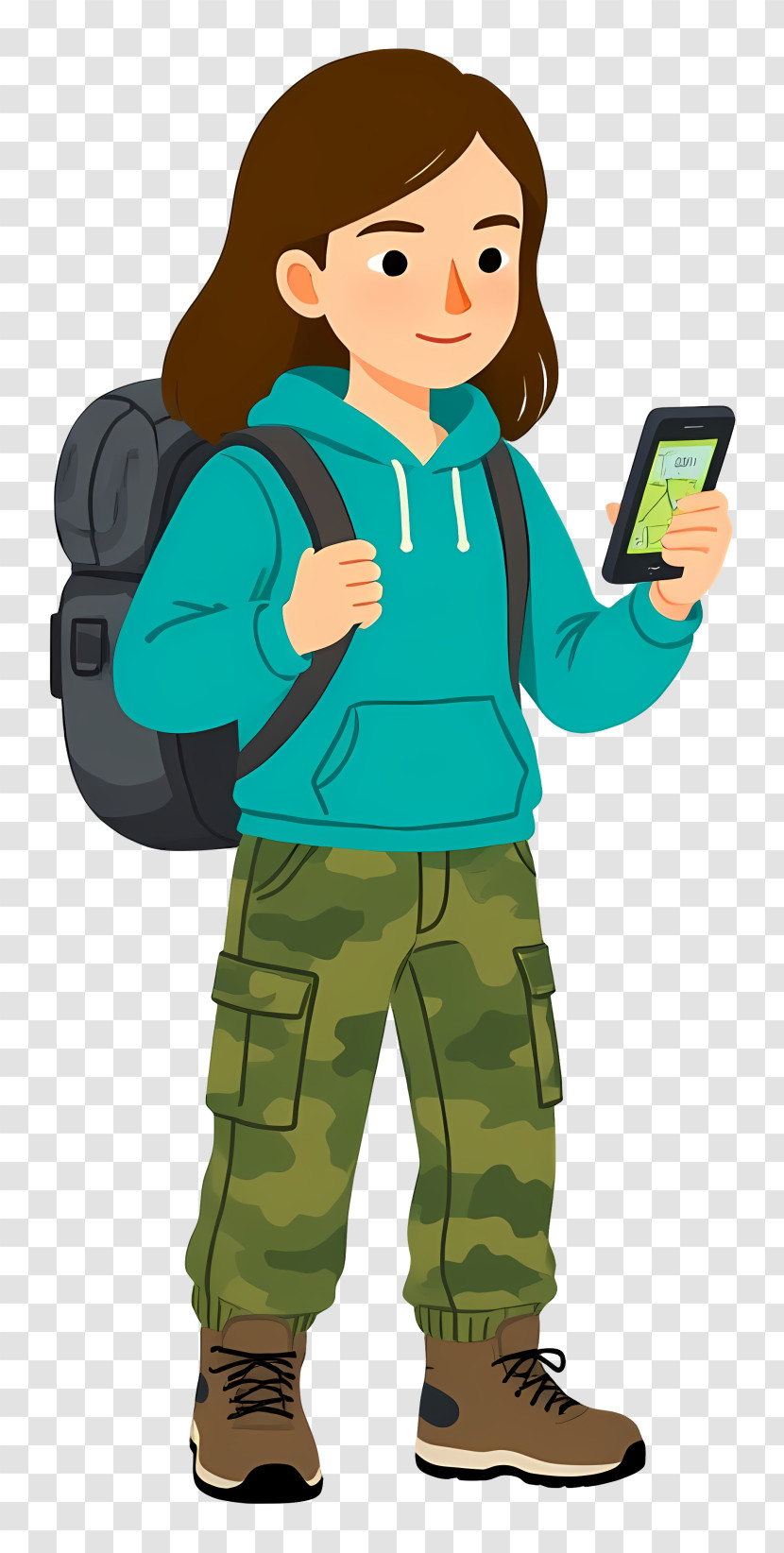 Girl Going On Hiking Adventure - Hiker With Backpack And Map Transparent PNG