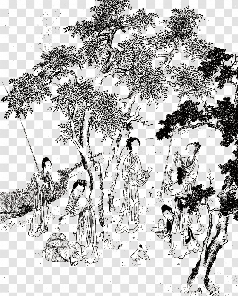 U53e4u756b Chinese Painting Art Portrait - Black And White - FIG Ancients Play Dates Transparent PNG