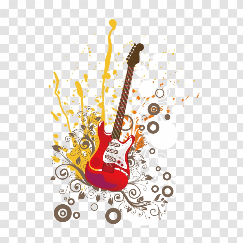 Guitar Art Illustration - Heart - Watercolor Transparent PNG