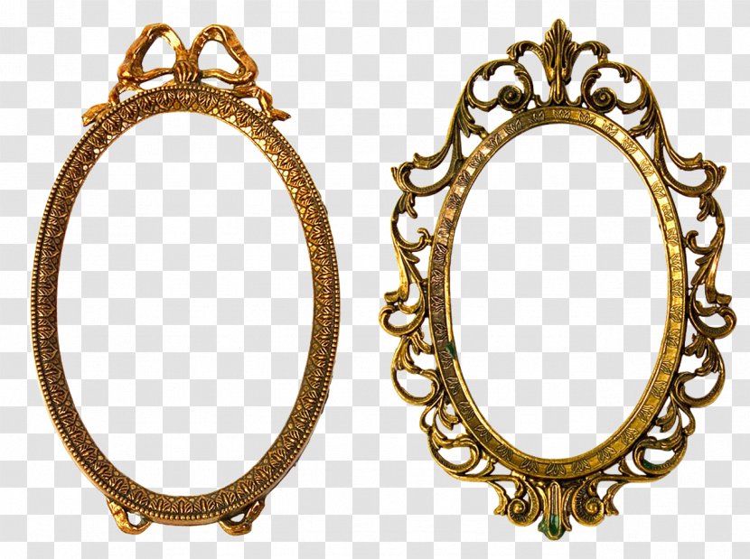 Picture Frames Gold Oval Fillet Mirror Transparent PNG