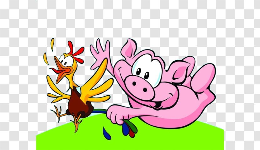Domestic Pig Photography Illustration - Animation - Cartoon Chicken Transparent PNG