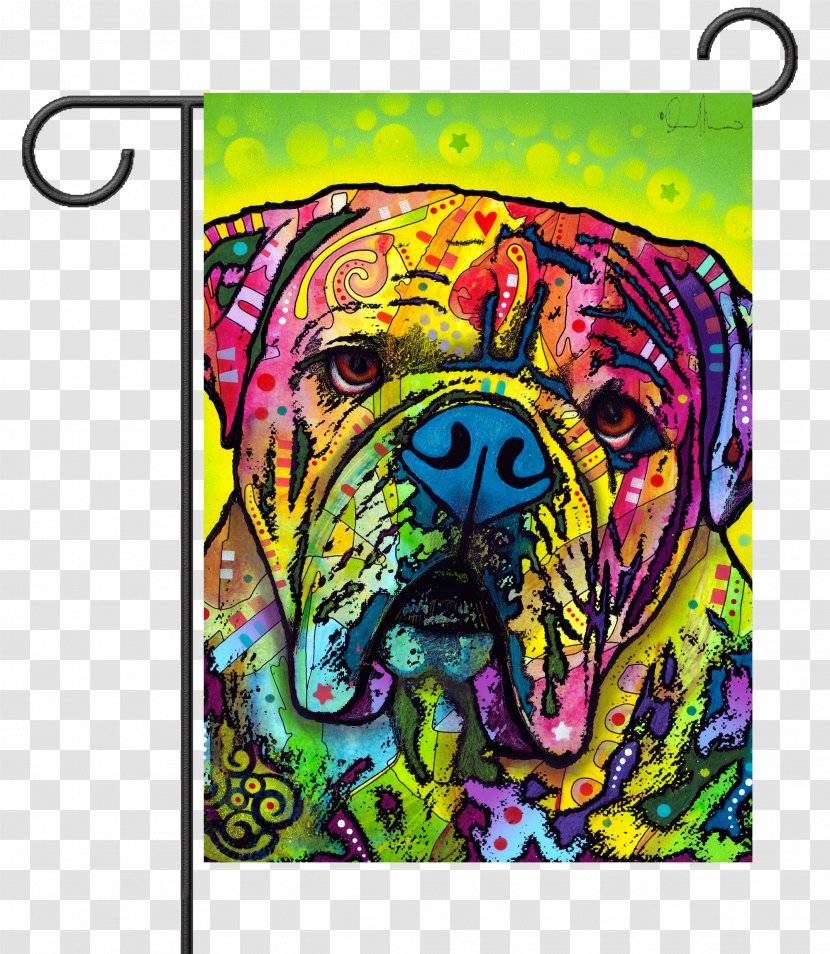 American Bulldog French Canvas Painting - Portrait Transparent PNG