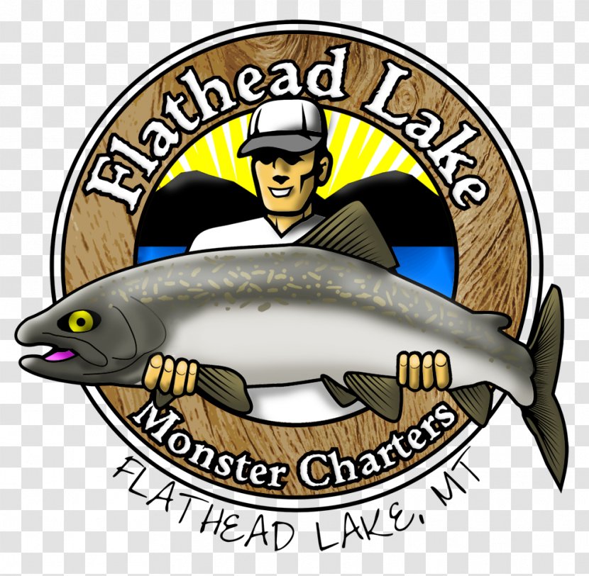 Flathead Lake Monster Charters - Fishing Logo Design Transparent PNG