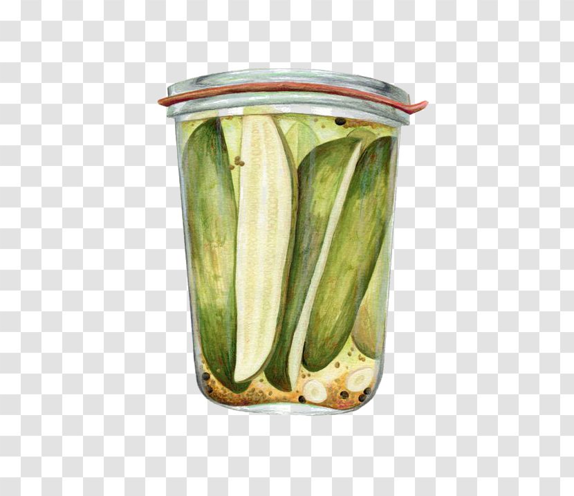 Mixed Pickle Pickled Cucumber Food Painting Illustration - Drawing - Jar Of Vegetables Transparent PNG