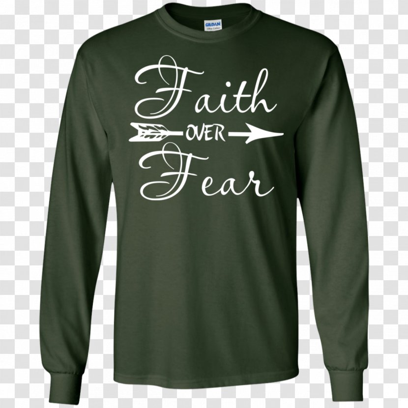 Long-sleeved T-shirt Hoodie Sweater - Active Shirt - Faith Over Fear Transparent PNG